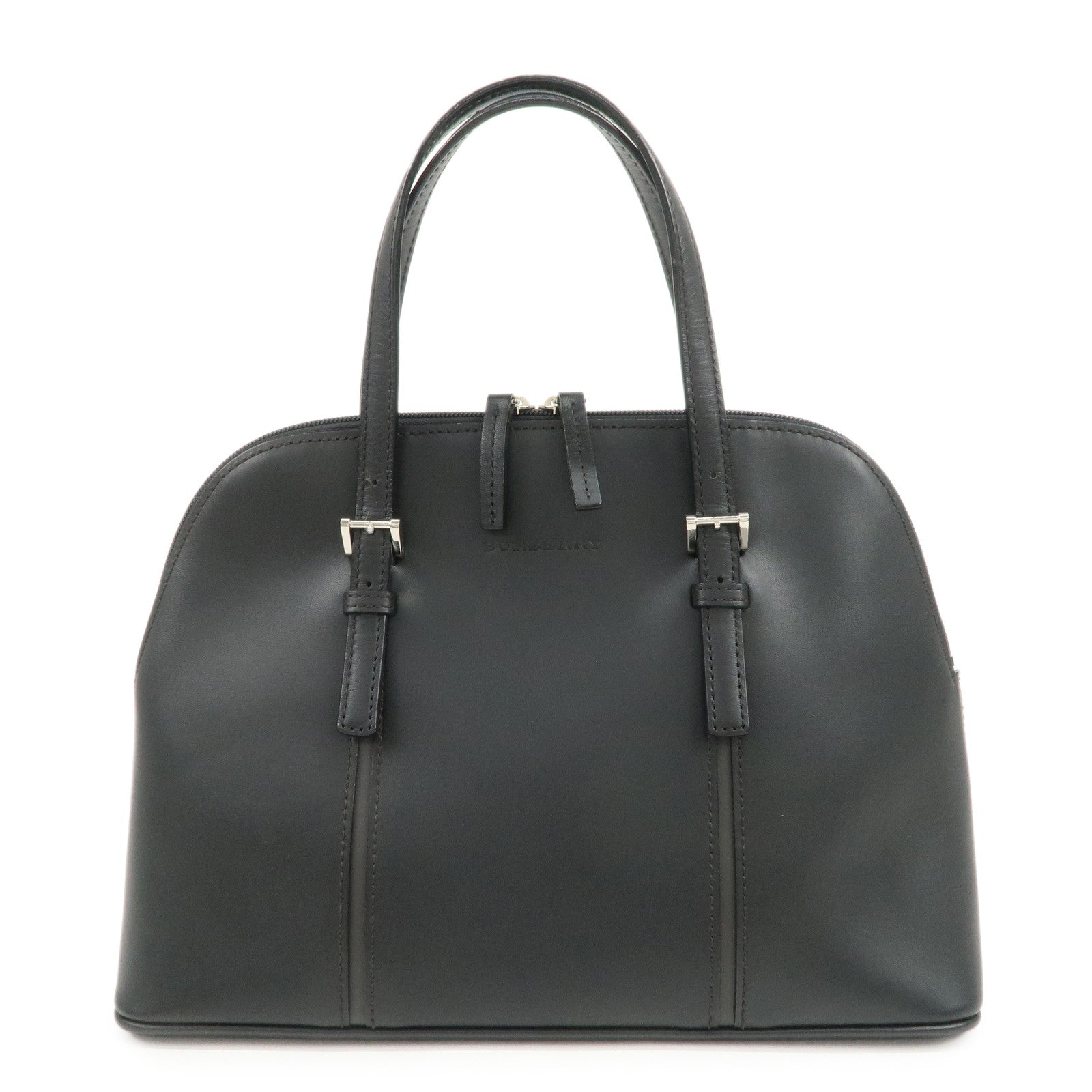 BURBERRY Logo Leather Hand Bag Black