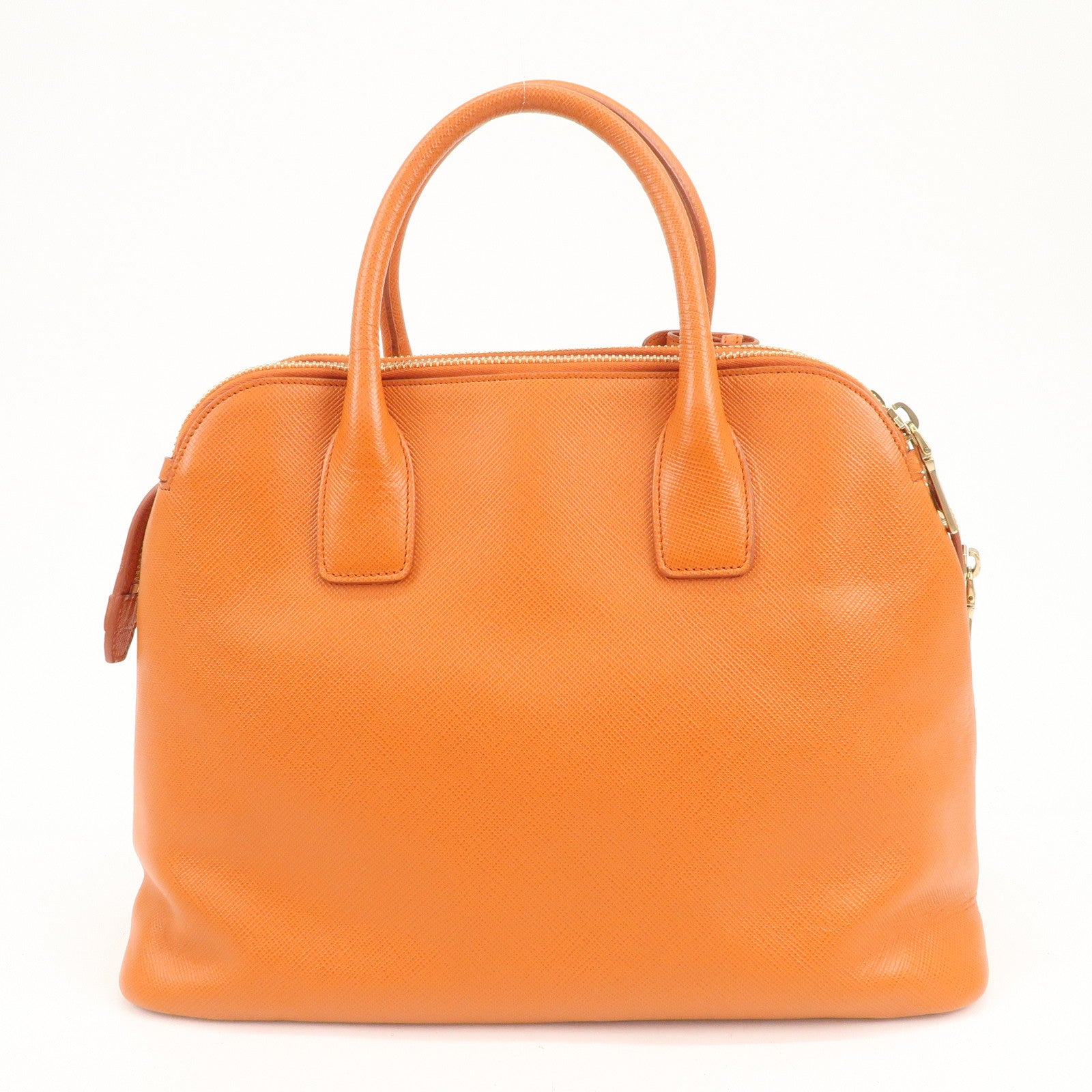 PRADA Logo Saffiano Leather Hand Bag Orange BN2560