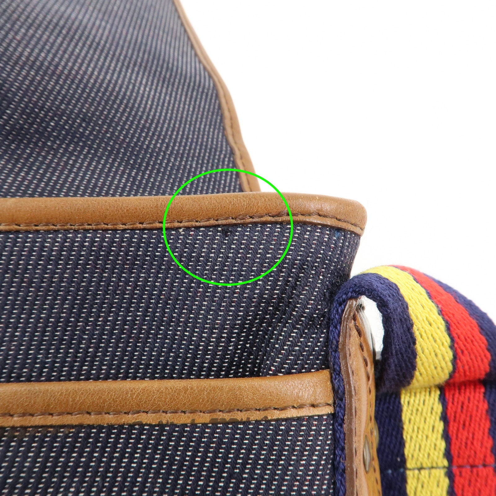 FENDI Zucca Canvas Leather Shoulder Bag Crossbody Bag Navy 7VA155