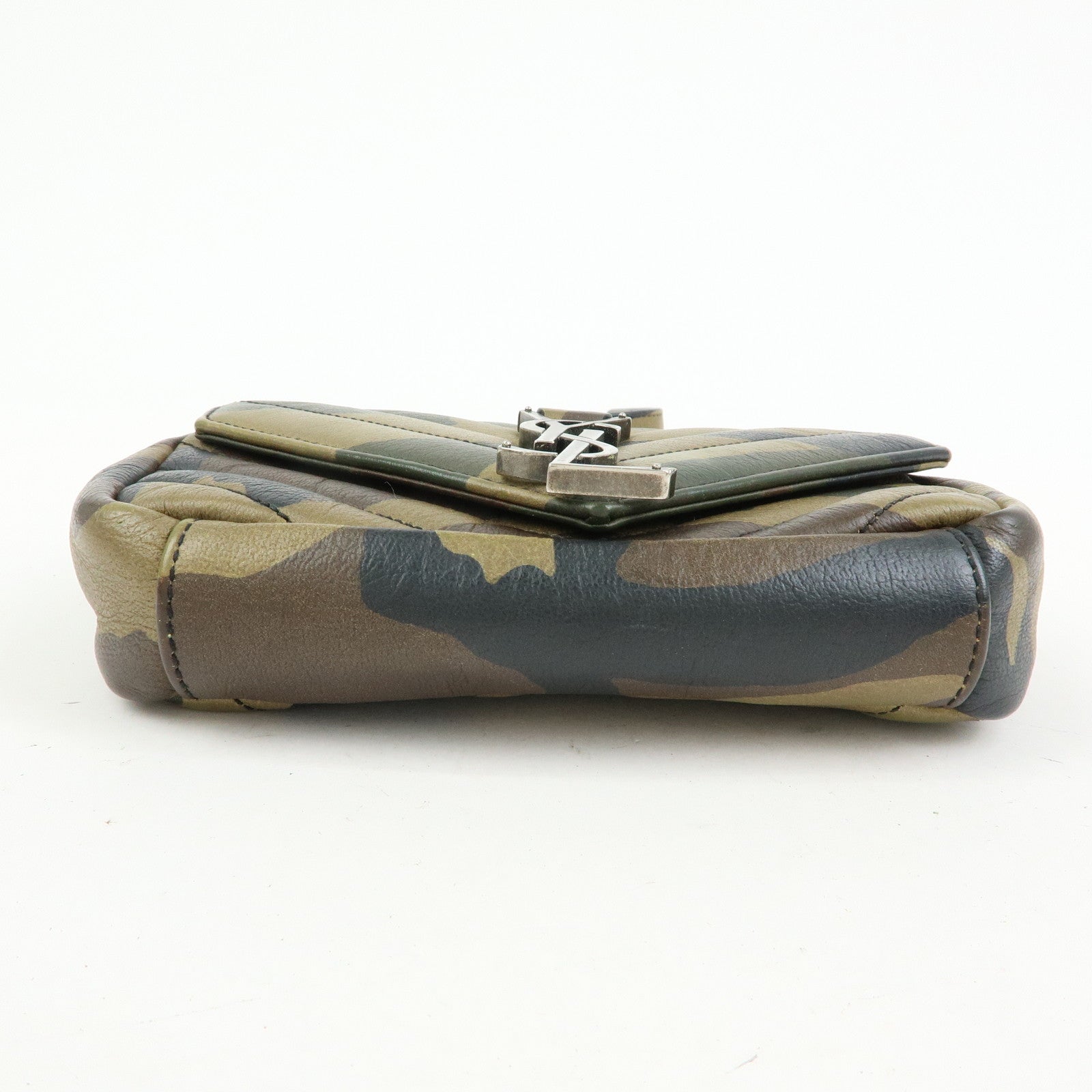 SAINT LAURENT PARIS College Mini Chain Shoulder Hand Bag Camouflage