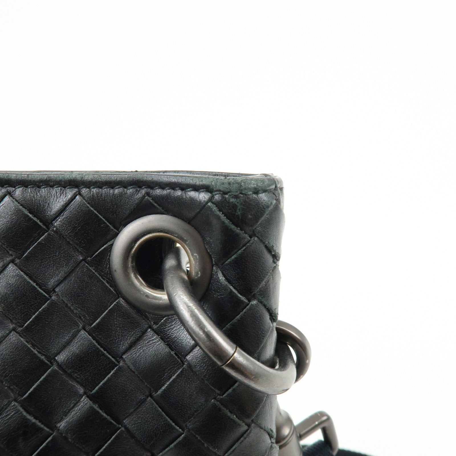 BOTTEGA VENETA Intrecciato Leather Shoulder Bag Black 172736