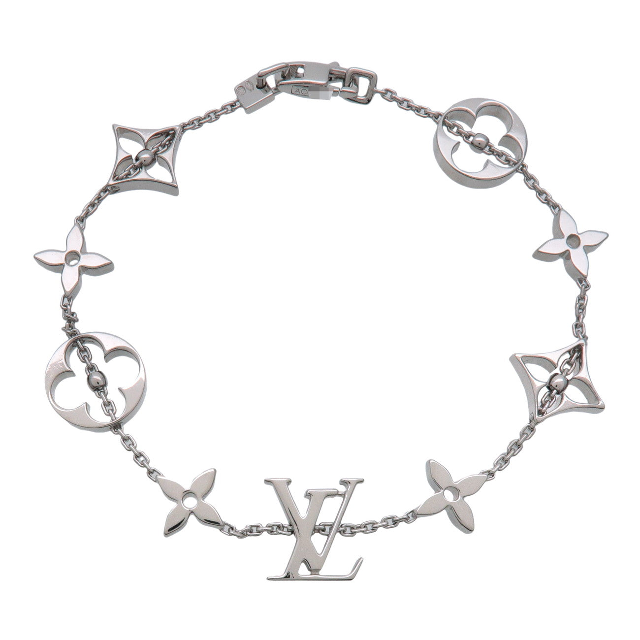 Louis Vuitton Monogram Bracelet K18 750WG White Gold Q95011