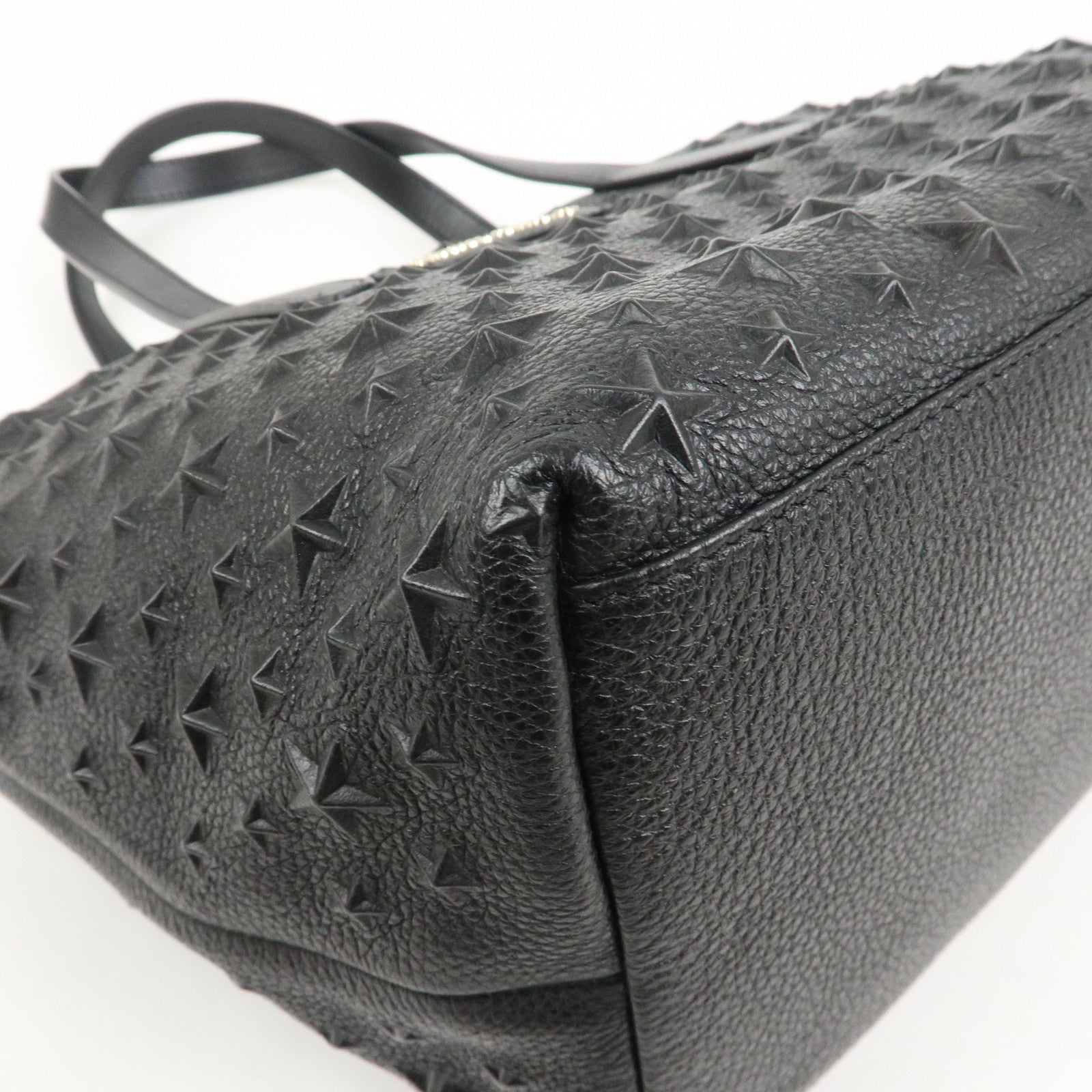 JIMMY CHOO Star Emboss SOFIASEMG Calf Leather Tote Bag Black