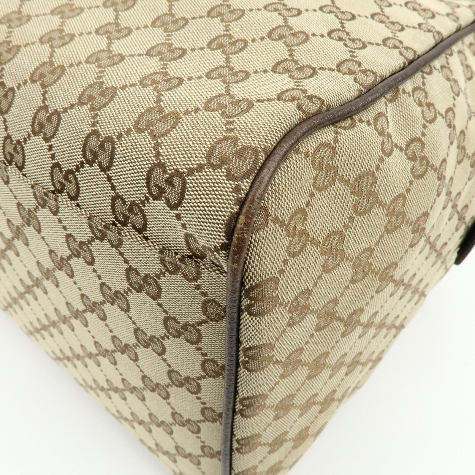 GUCCI Sherry GG Canvas Leather Boston Bag Beige Brown 146310
