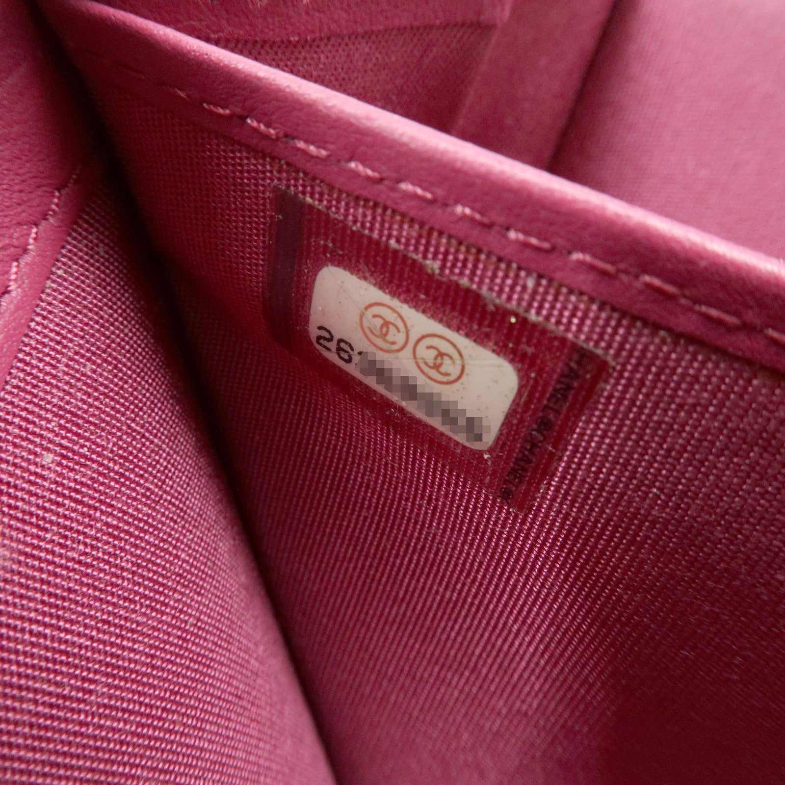 CHANEL Camellia No.5 COCO Mark Calf Leather Zippy Long Wallet Pink