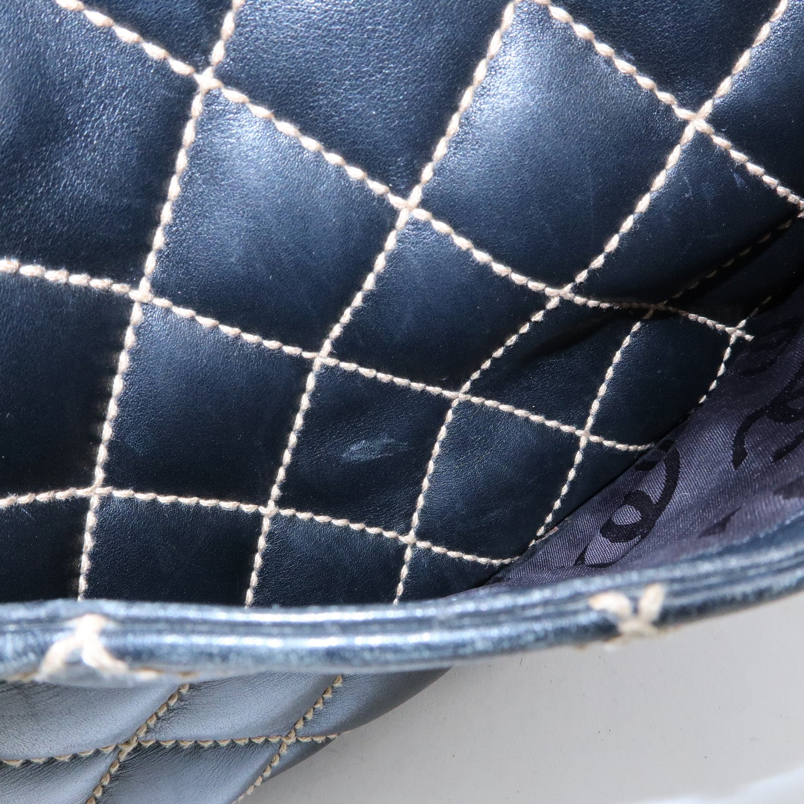 CHANEL Wild Stitch COCO Mark Calf Leather Boston Bag Black A18121