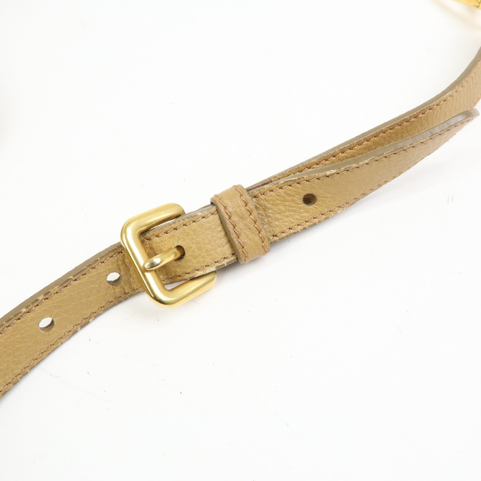 PRADA Calf Leather 2Way Bag Hand Bag Shoulder Bag Beige