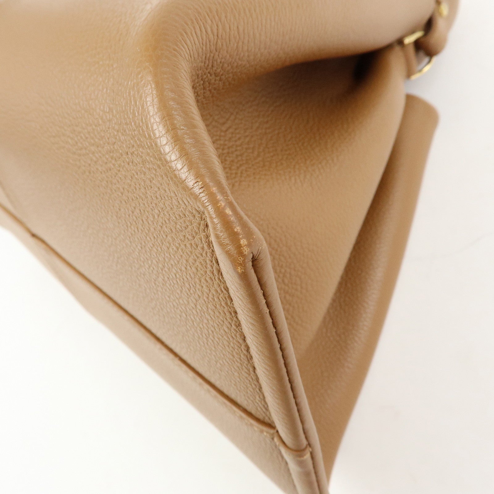 Polene Numero Neuf Grained Calf Leather 2Way Hand Bag Camel
