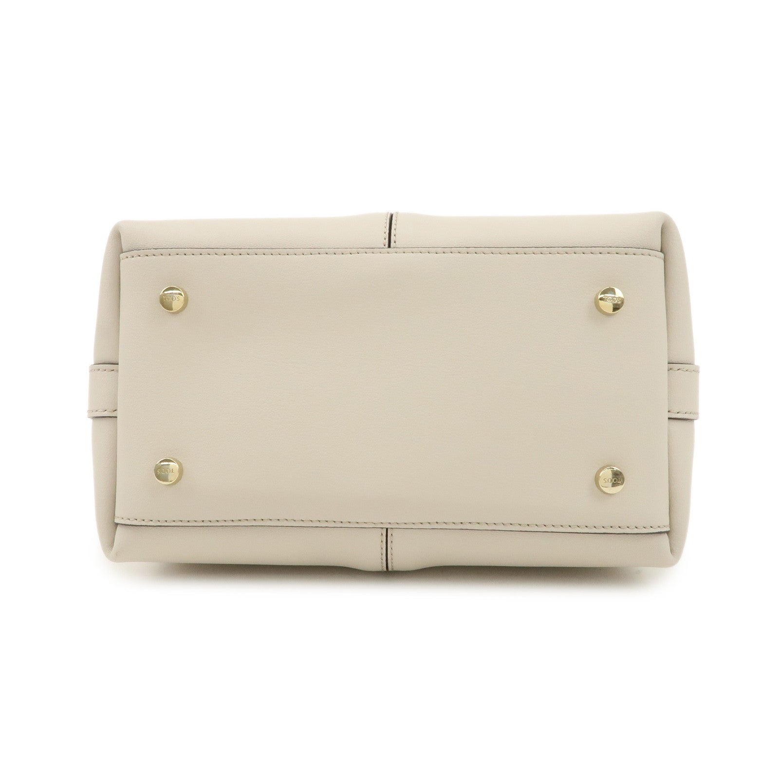 TOD’S Leather Mini 2Way Tote Bag Shoulder Bag Hand Bag Light Greige