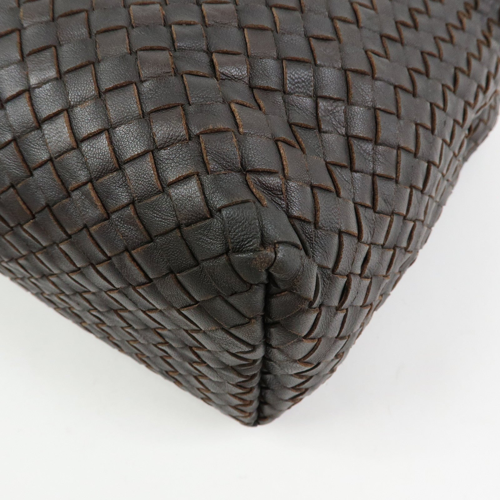 BOTTEGA VENETA Intrecciato Leather Shoulder Bag Dark Brown 181347