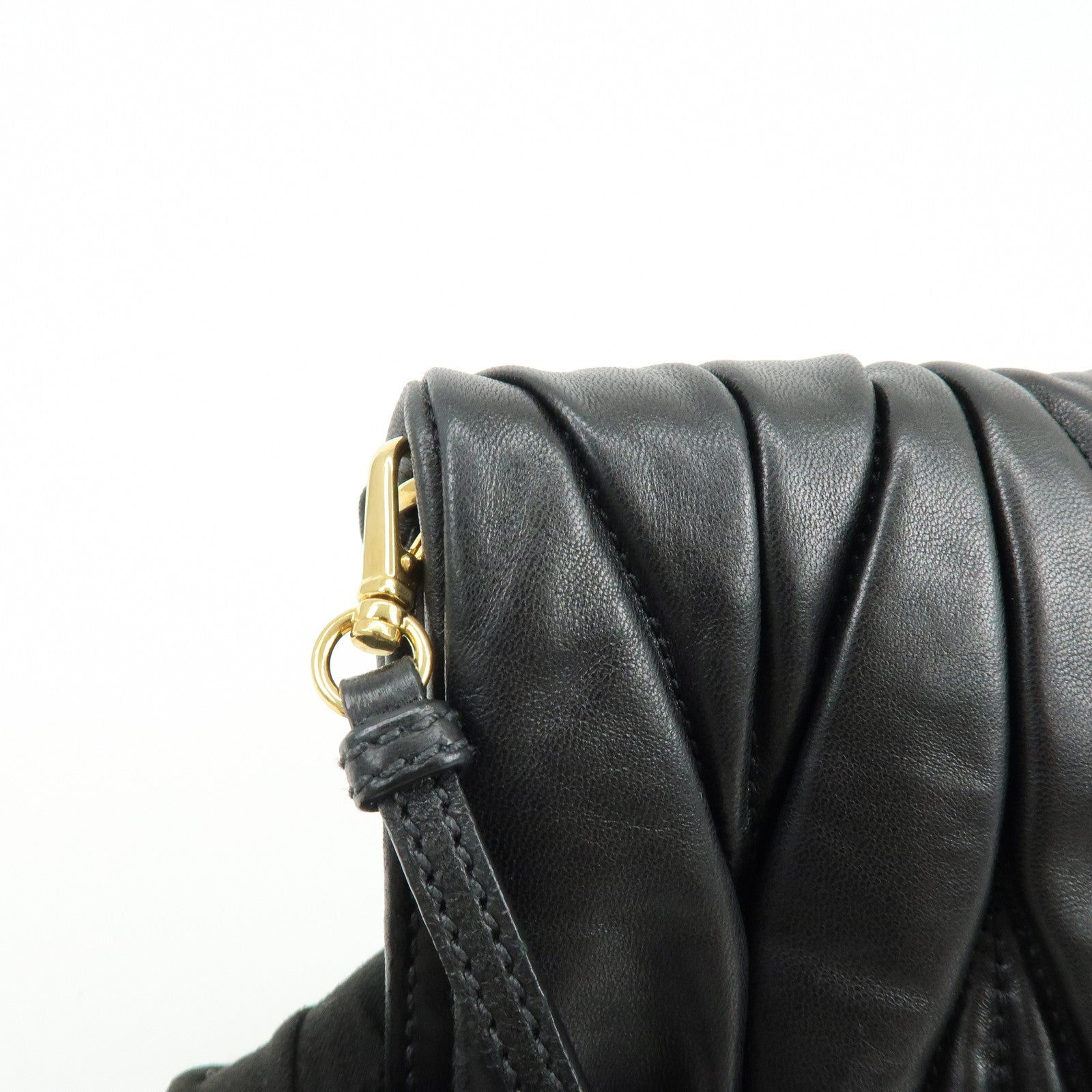 MIU MIU Matelasse Nappa Leather Shoulder Bag Clutch Bag Black