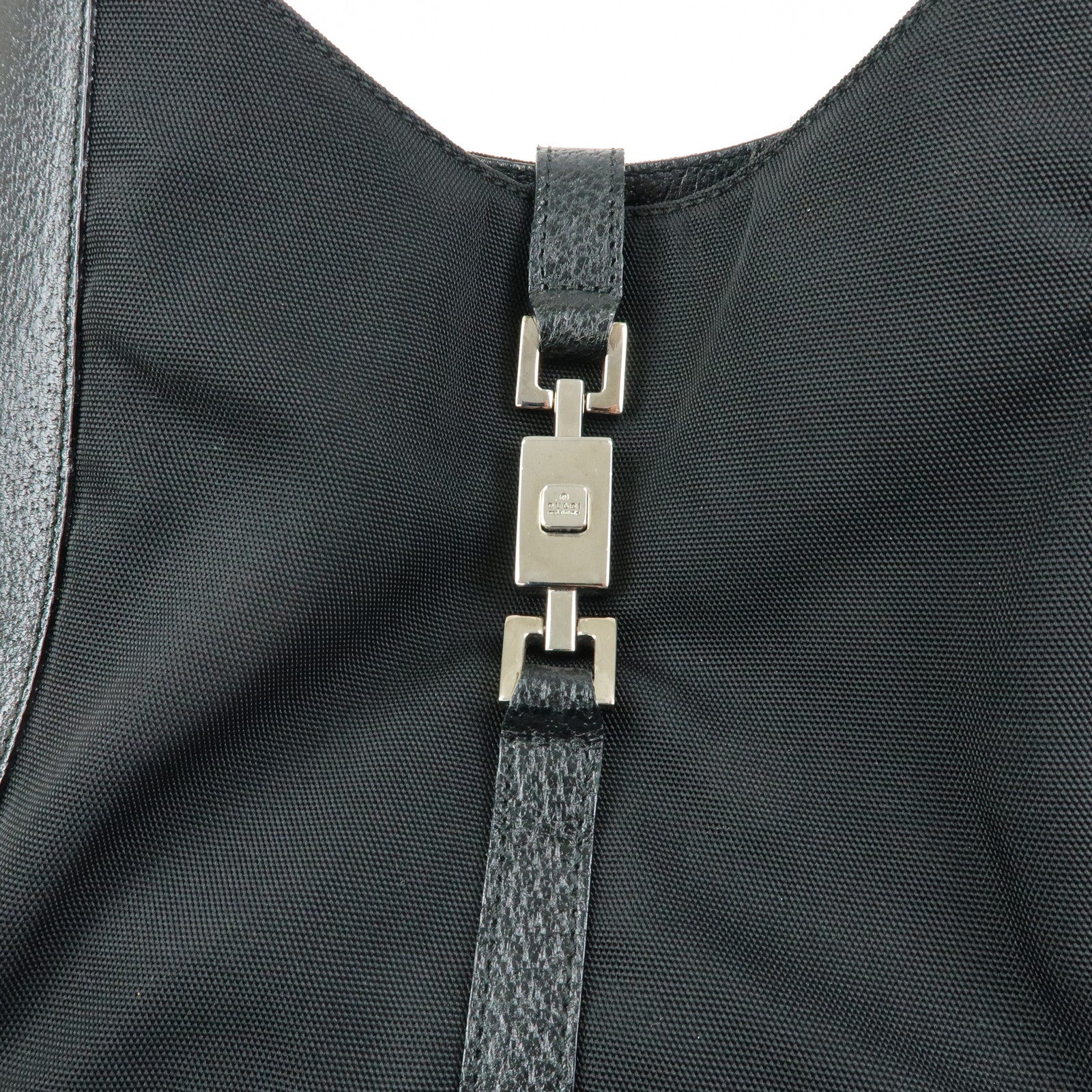 GUCCI Jackie Nylon Leather Shoulder Bag Hand Bag Black 001・3876