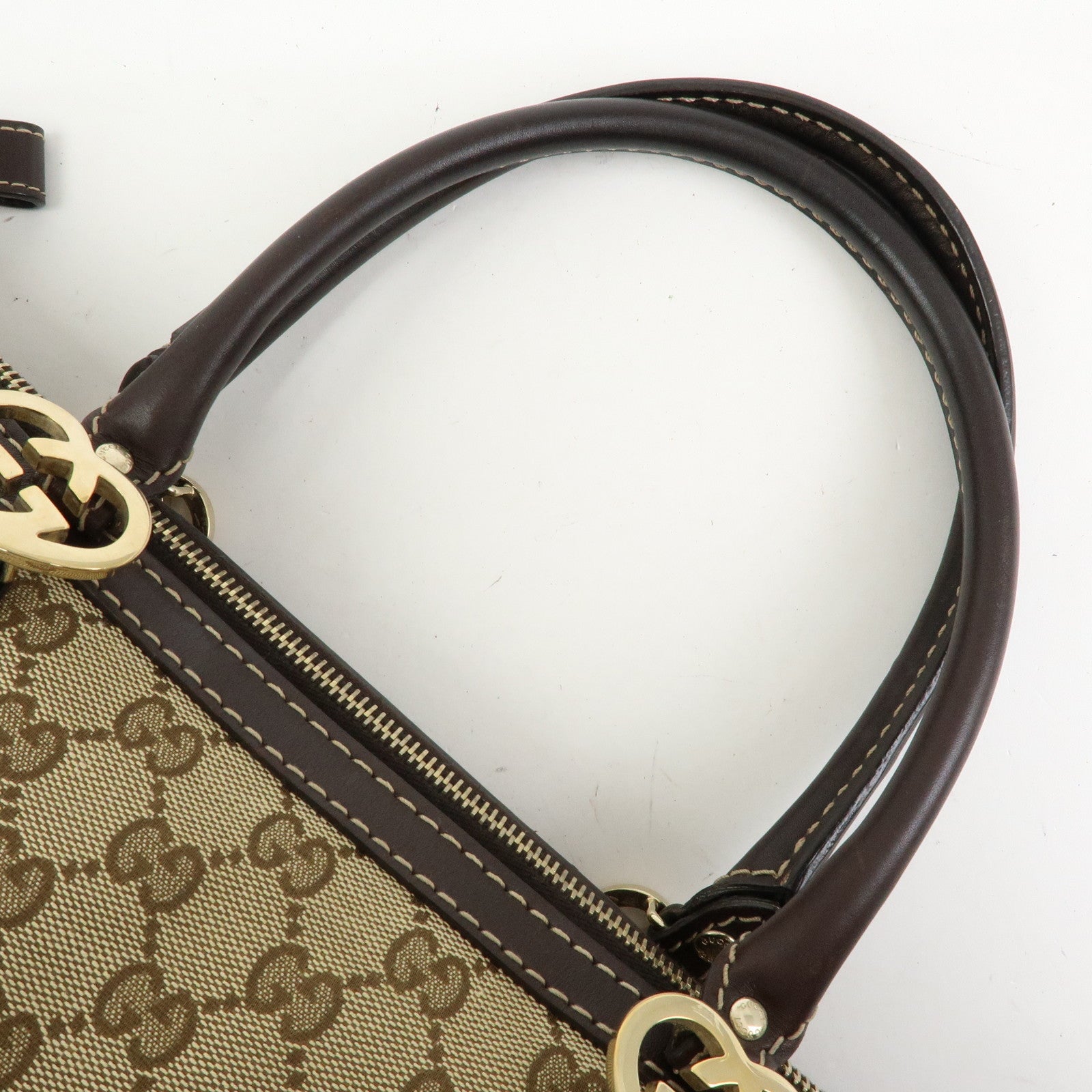 GUCCI Interlocking G Lovely Canvas Tote Bag Beige Brown 257069