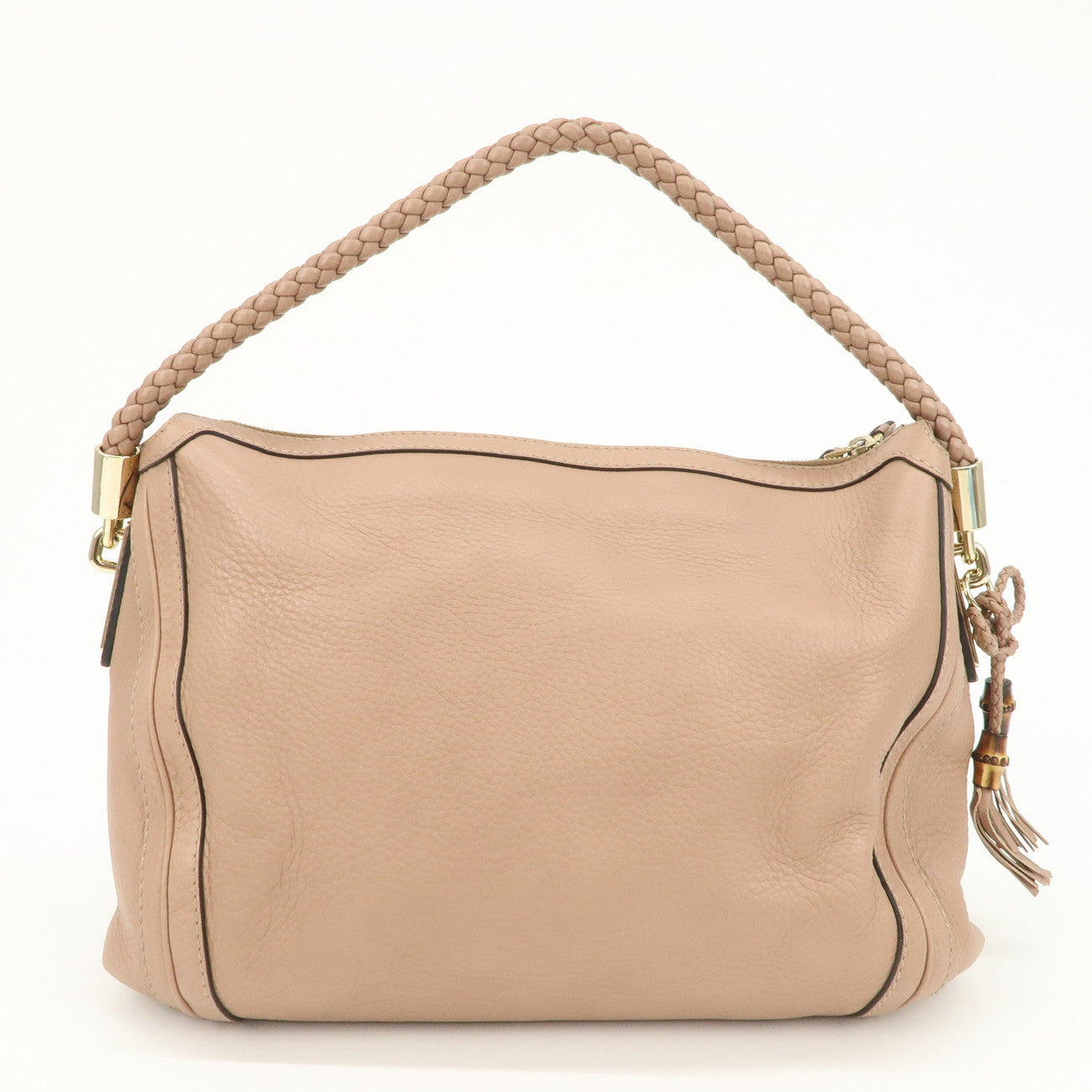 GUCCI Bamboo Leather Shoulder Bag Hand Bag Pink Gold 269949