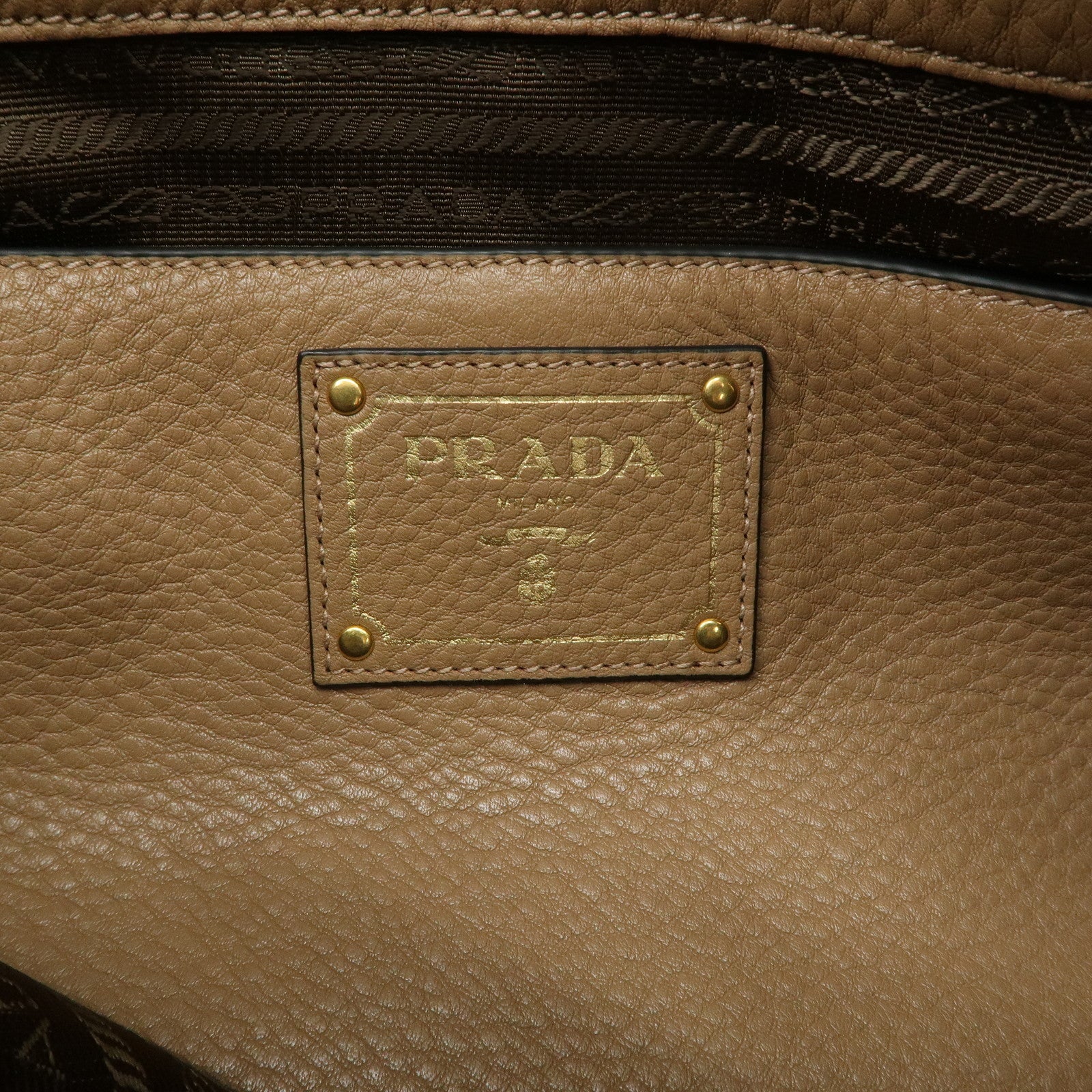 PRADA Logo Leather 2Way Bag Tote Bag Shoulder Bag Brown 1BG865