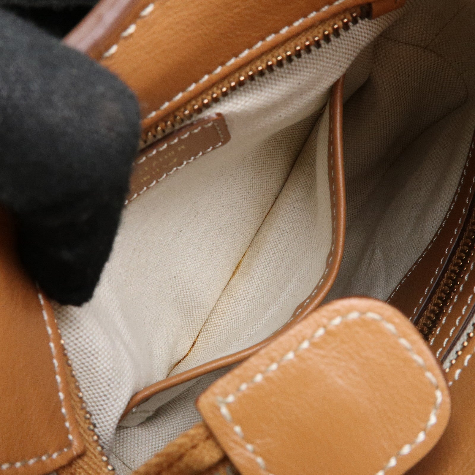 TOD'S Oboe Raffia Leather Shoulder Bag Crossbody Bag Beige Brown