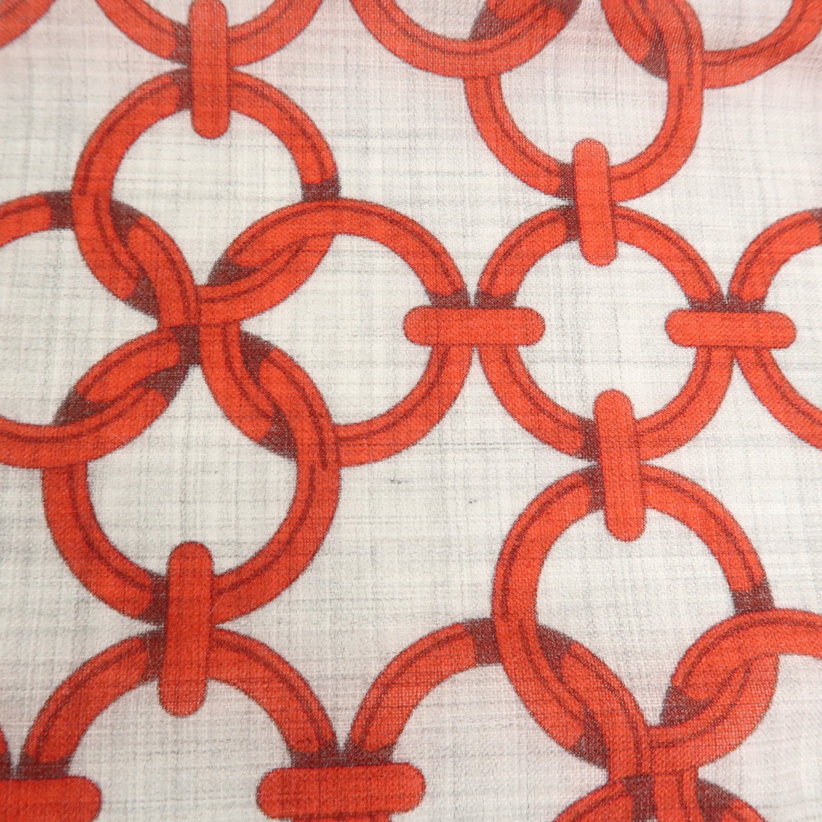 HERMES Rectangle Scarf Maillon et Chﾃｪne Cashmere 100% Gray Red