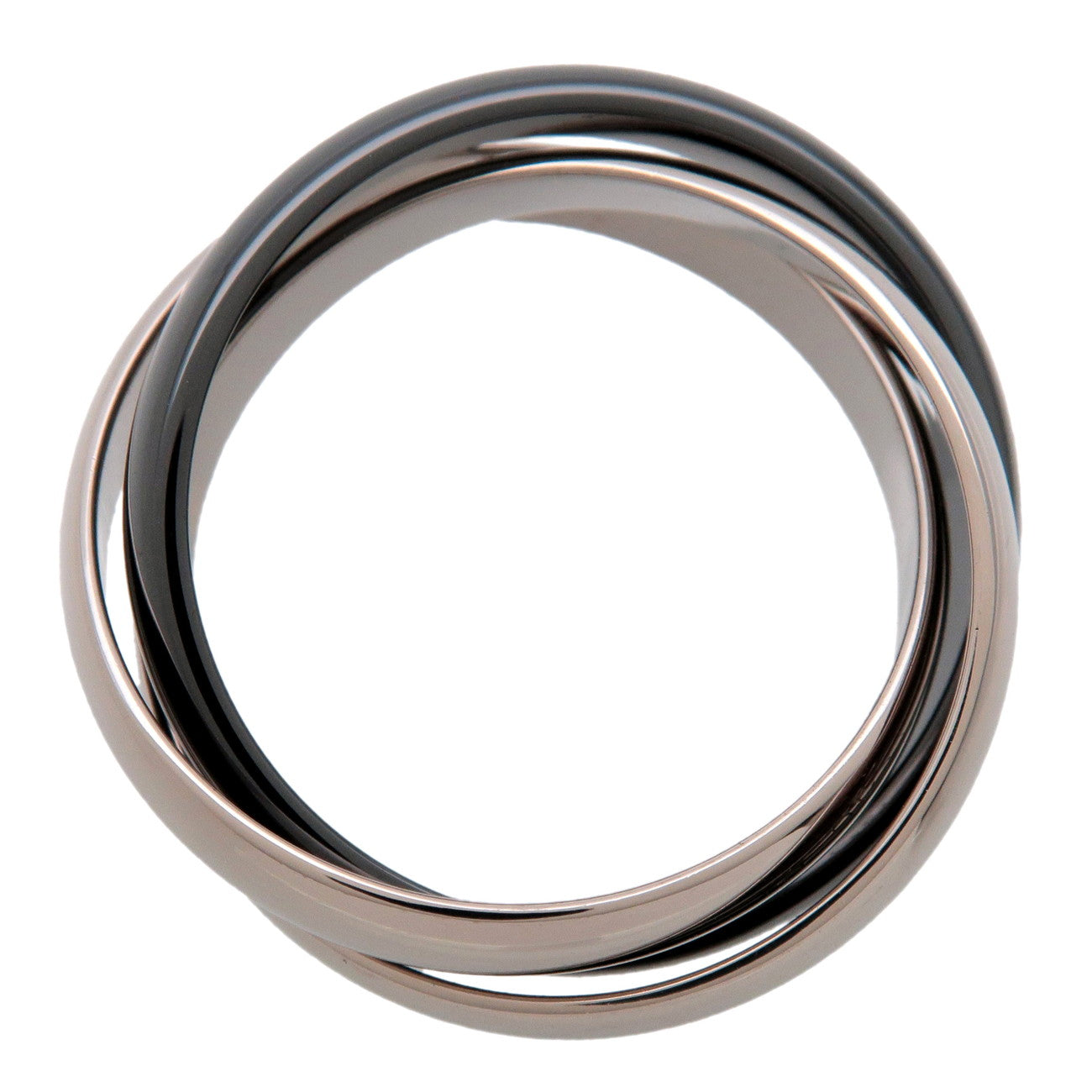Cartier Trinity Ring MM #51 750WG BlackCeramic White Gold Black US6