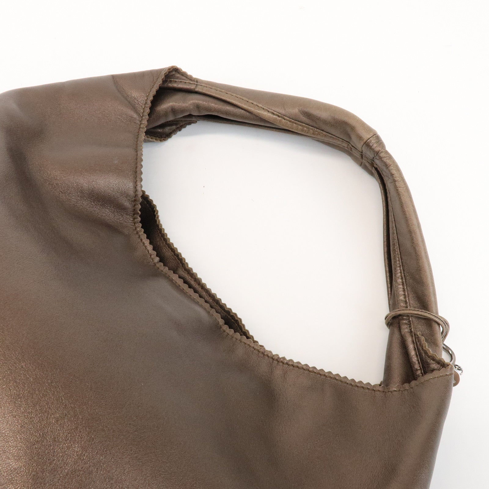 LOEWE Anagram Viento Leather Shoulder Bag Hand Bag Metallic Brown