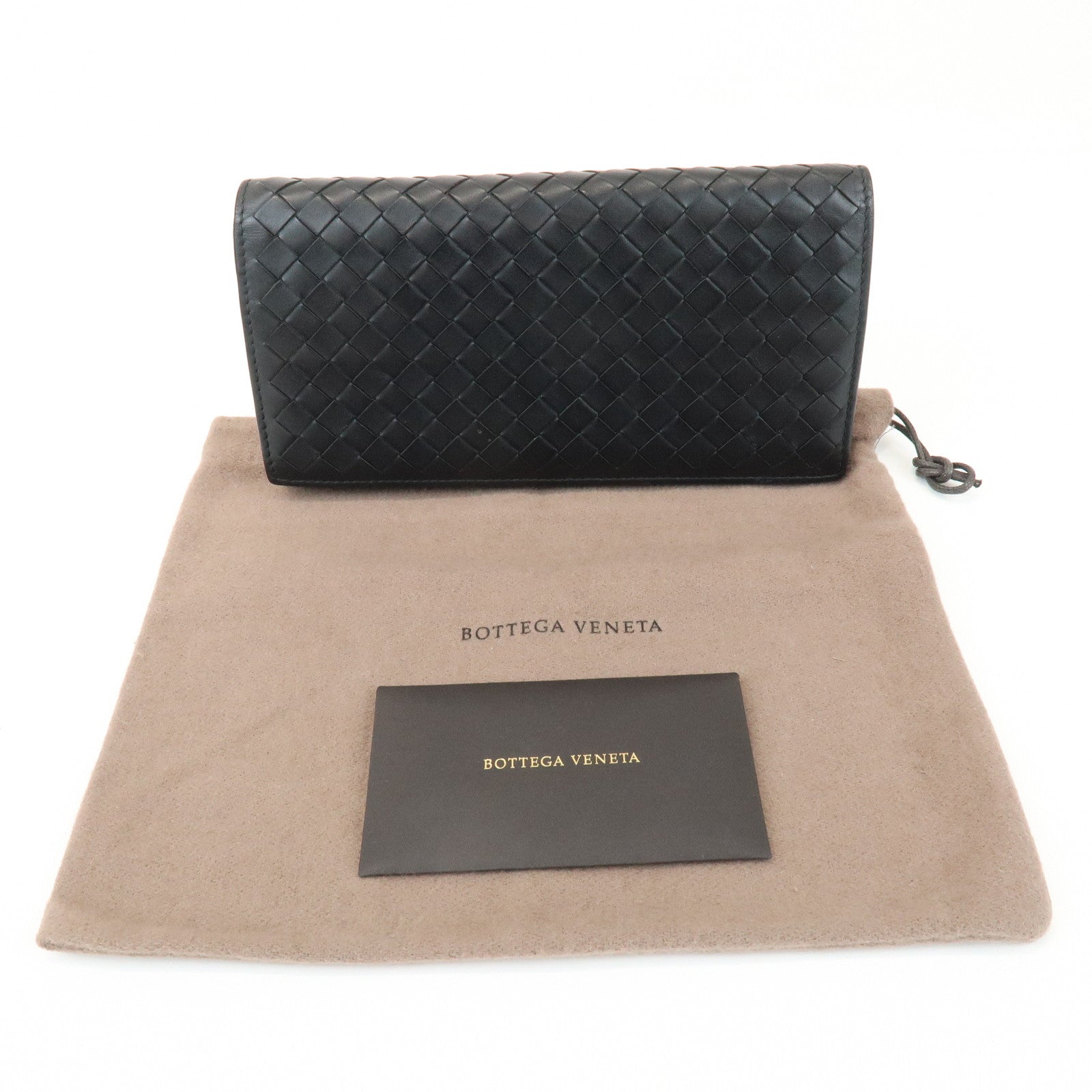 BOTTEGA VENETA Intrecciato Leather Long Wallet Black