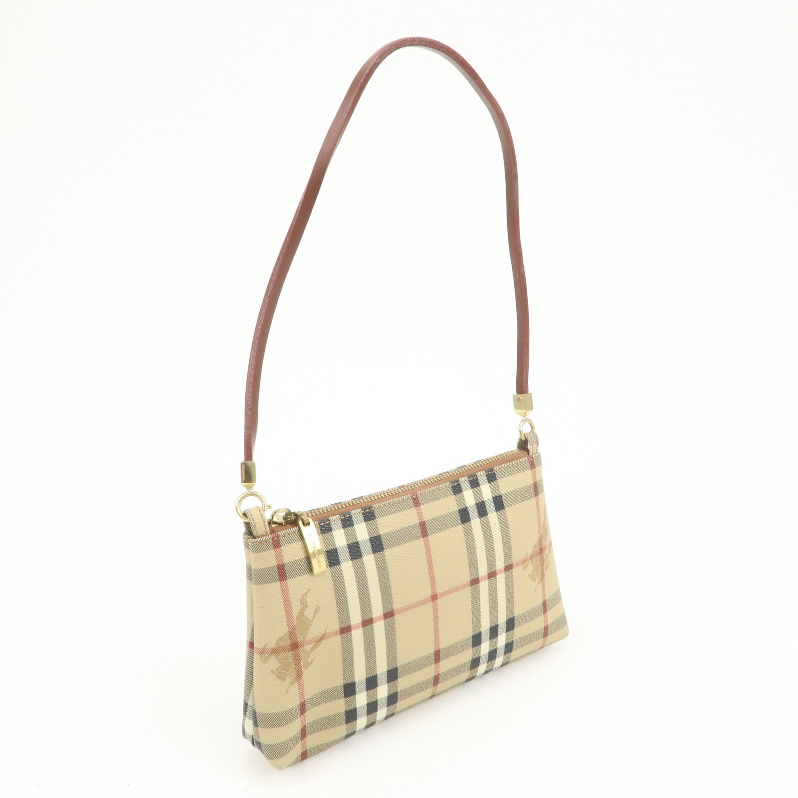 BURBERRY Nova Plaid PVC Shoulder Bag Hand Bag Beige Brown
