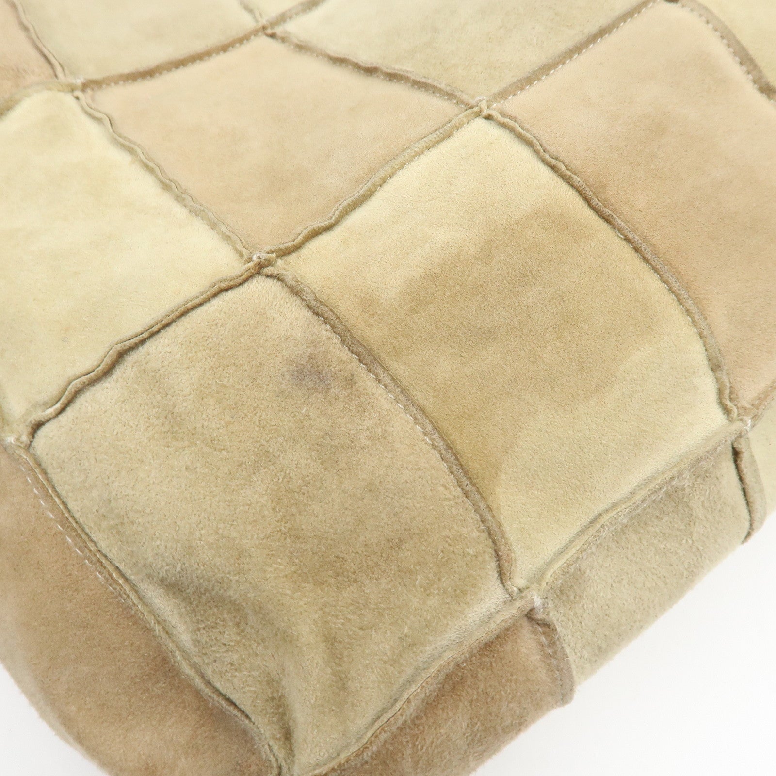 CHANEL Suede Patchwork Shoulder Bag Tote Bag Beige