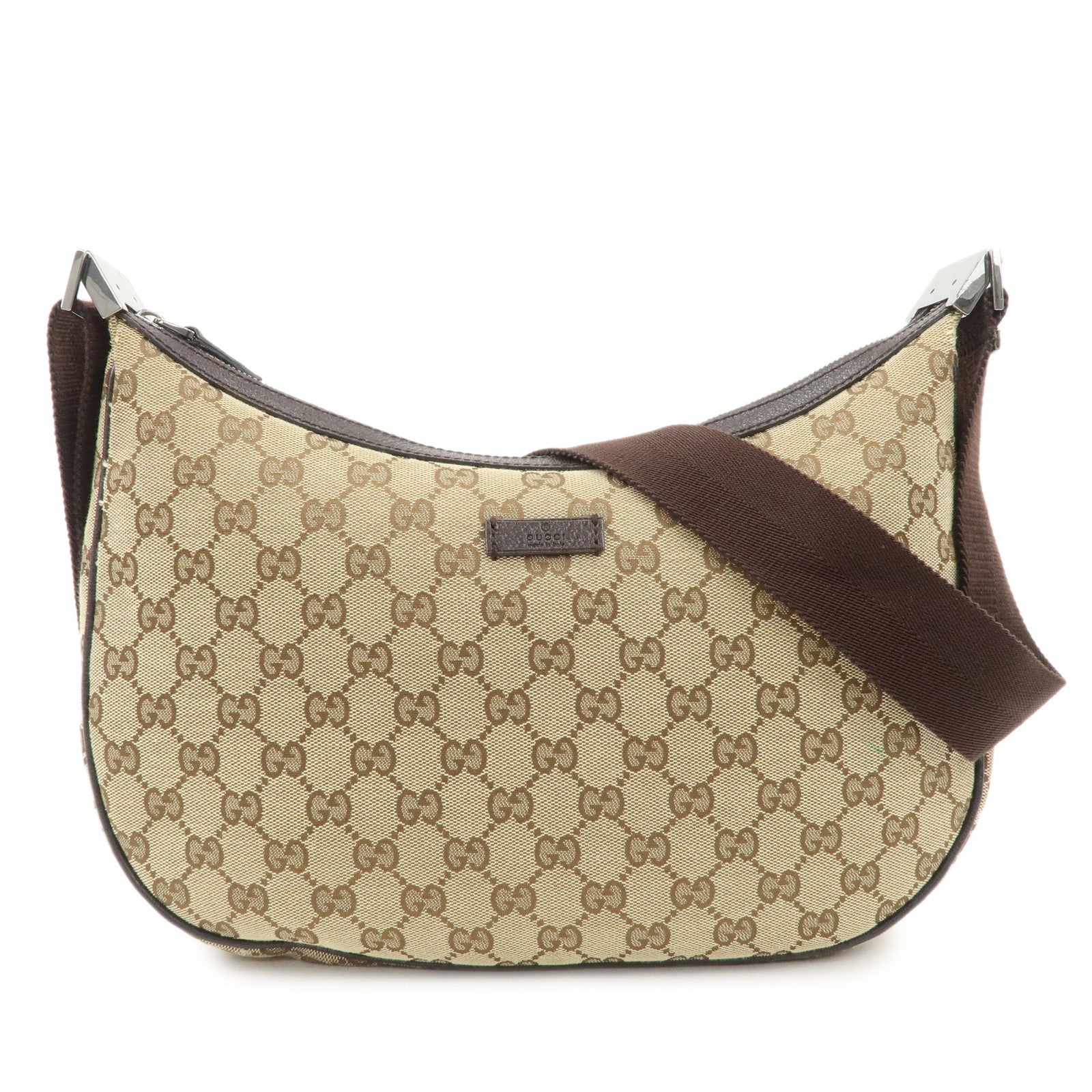 GUCCI GG Canvas Leather Shoulder Bag Beige Brown 122790