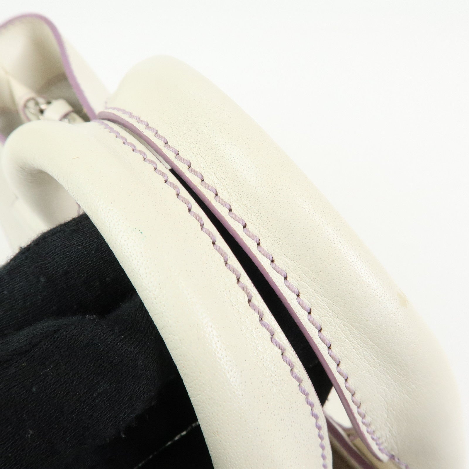 CELINE Macadam Leather Boogie Bag Hand Bag Tote Bag White Purple