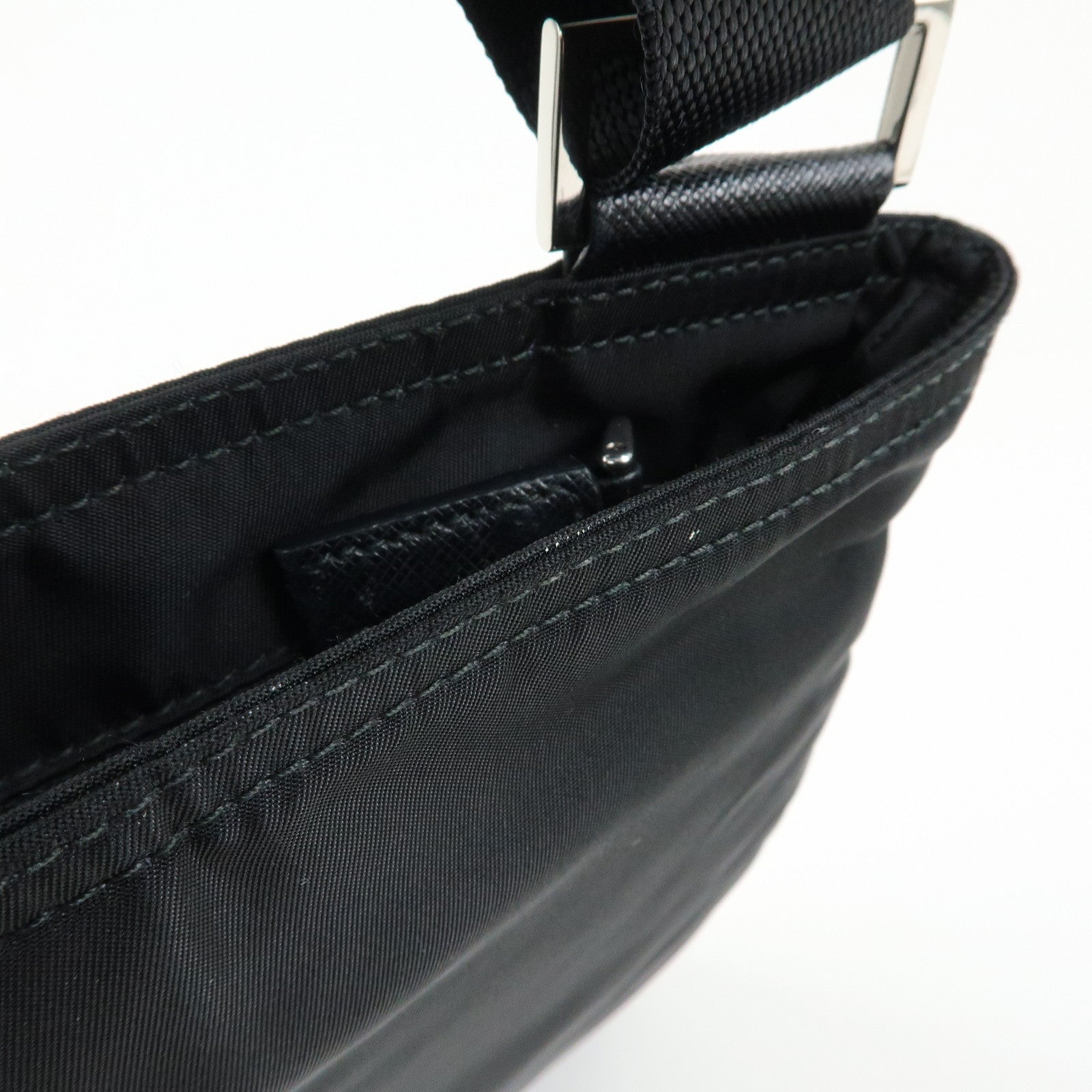 PRADA Triangle Logo Nylon Shoulder Bag Crossbody Bag Black 1BH978