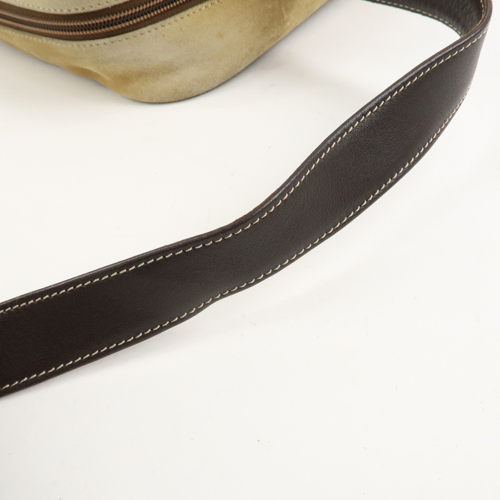 LOEWE Anagram Suede Leather Shoulder Bag Beige Brown