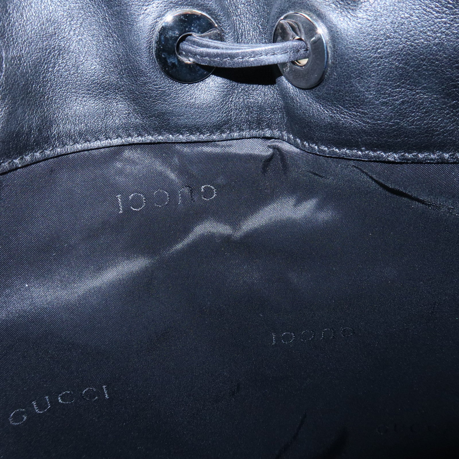 GUCCI Bamboo Leather Shoulder Bag Hand Bag Black 001・4033