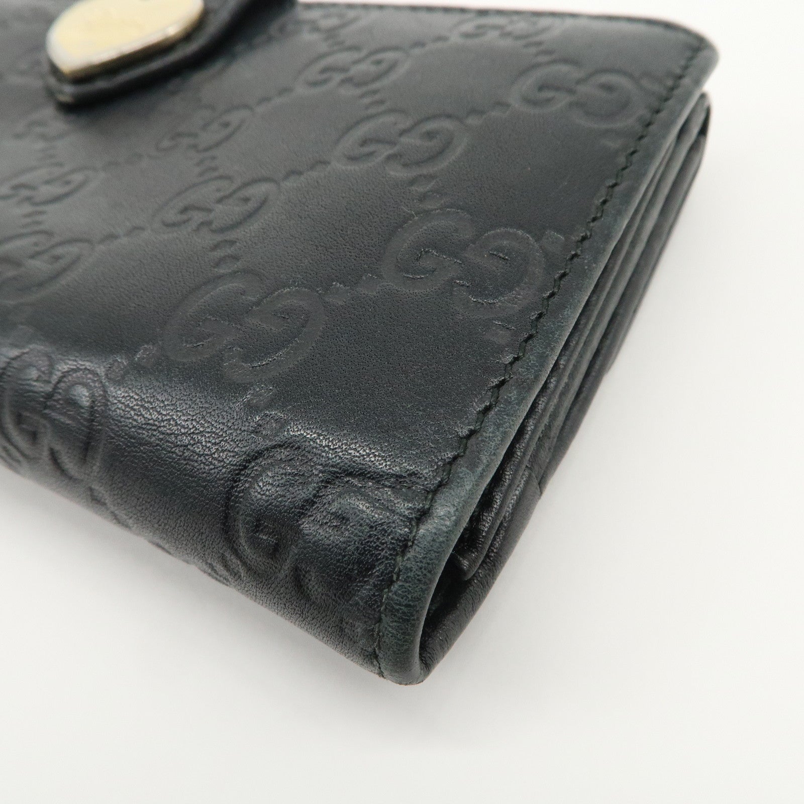 GUCCI Guccissima Lovely Heart W Hook Long Wallet Black 203550