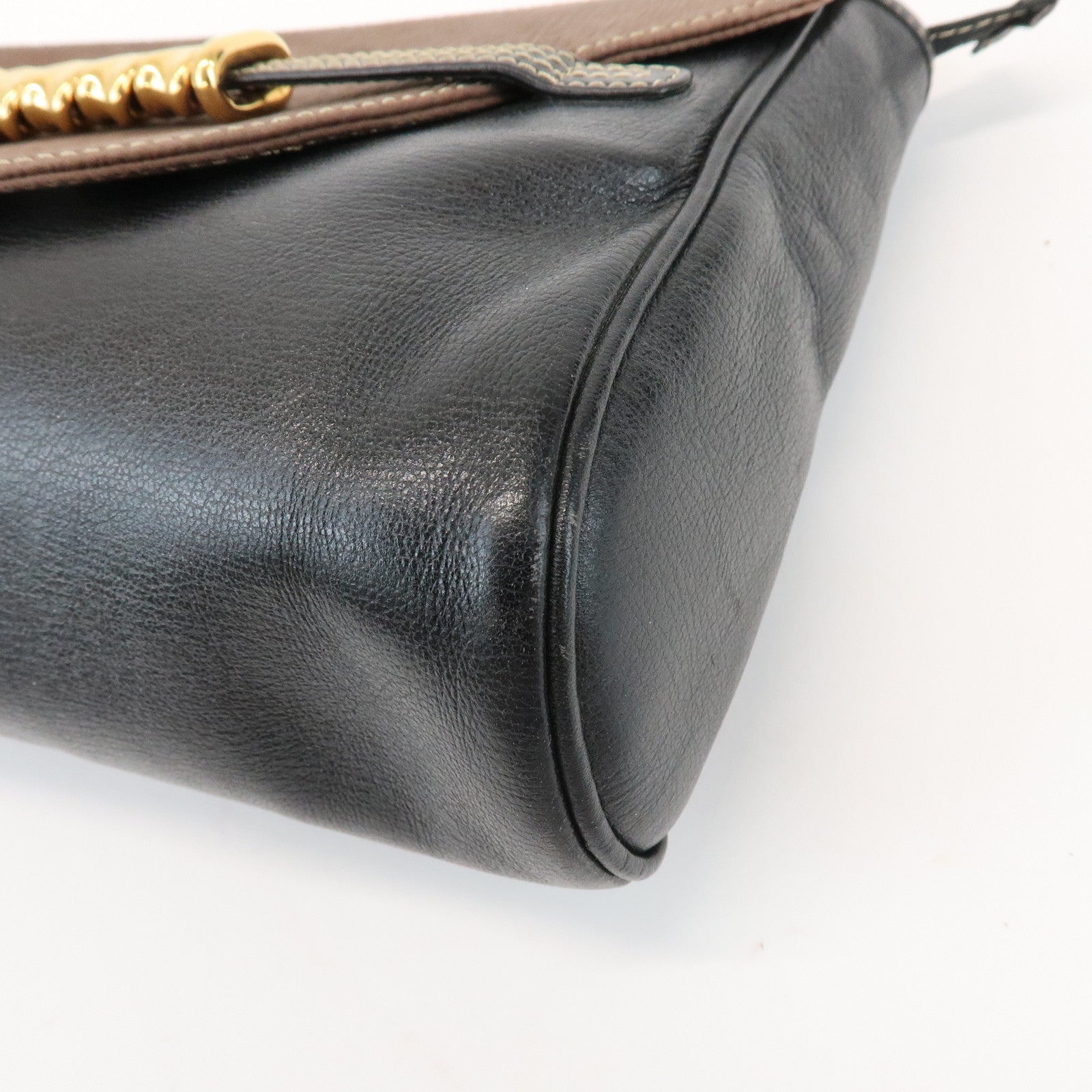 LOEWE Velazquez Logo Leather Clutch Bag Black Brown