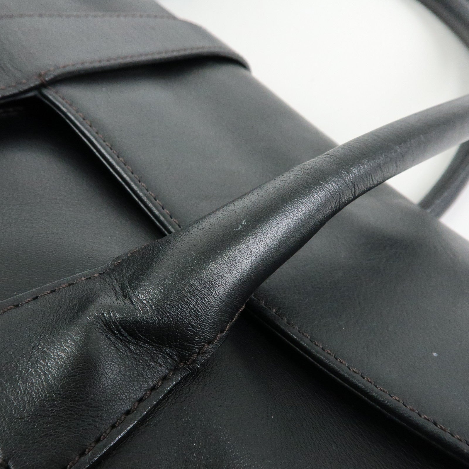 CHANEL COCO Mark Calf Leather Boston Bag Hand Bag Black