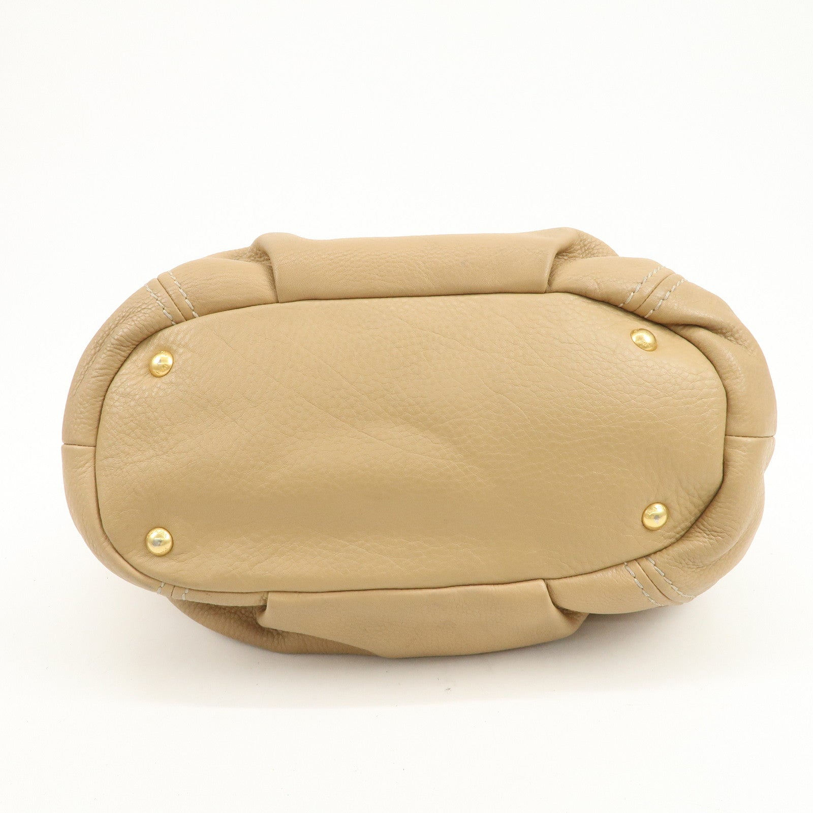 PRADA Logo Leather 2Way Bag Hand Bag Shoulder Bag Camel
