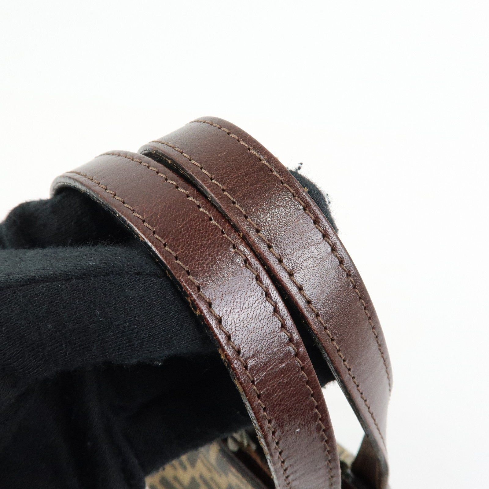 FENDI Zucca Jacquard Canvas Leather Top Handle Hand Bag Brown