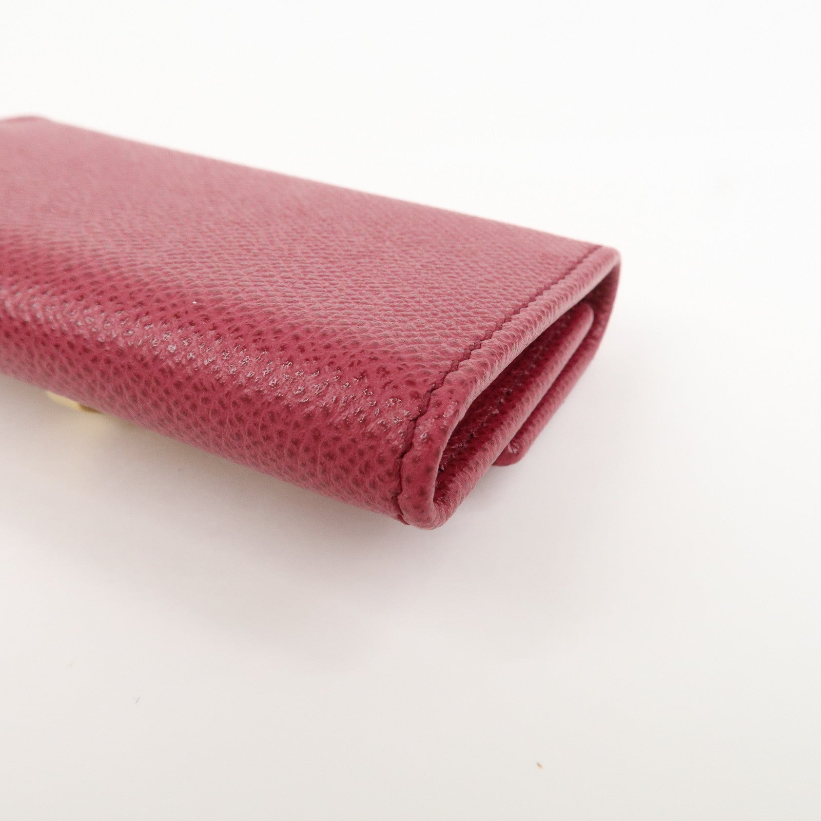 Ferragamo Gancini Leather 6 Ring Key Chain Key Case Red Gold