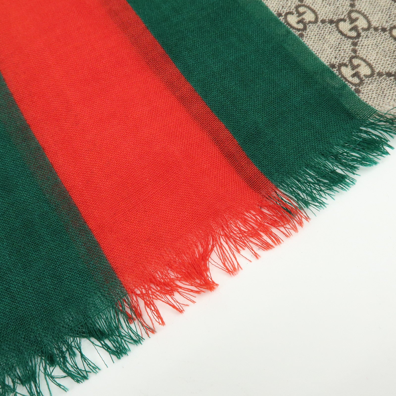 GUCCI Sherry GG Monogram Wool Scarf Shawl Beige 600950
