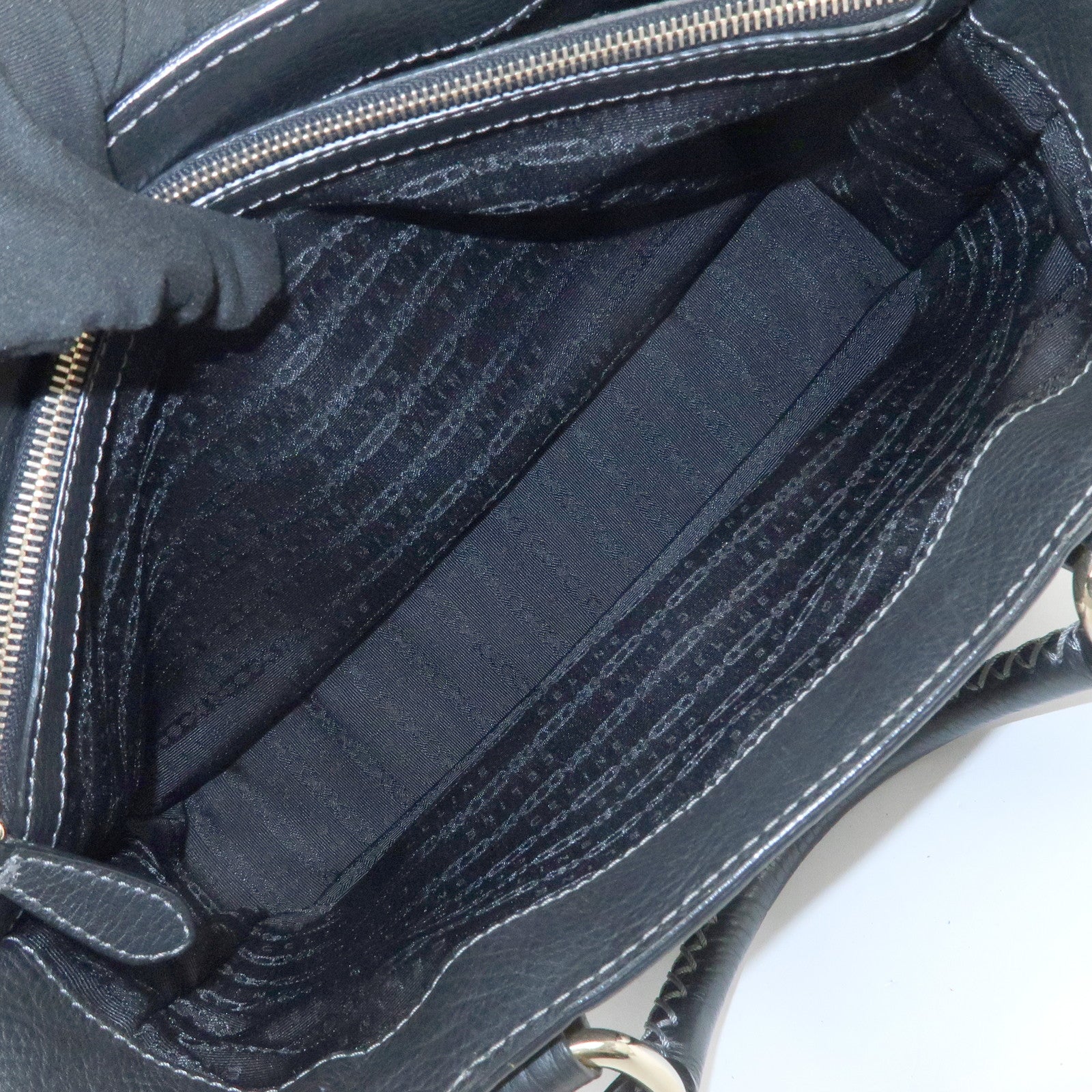 CELINE Logo Leather Boogie Bag Hand Bag Tote Bag Black