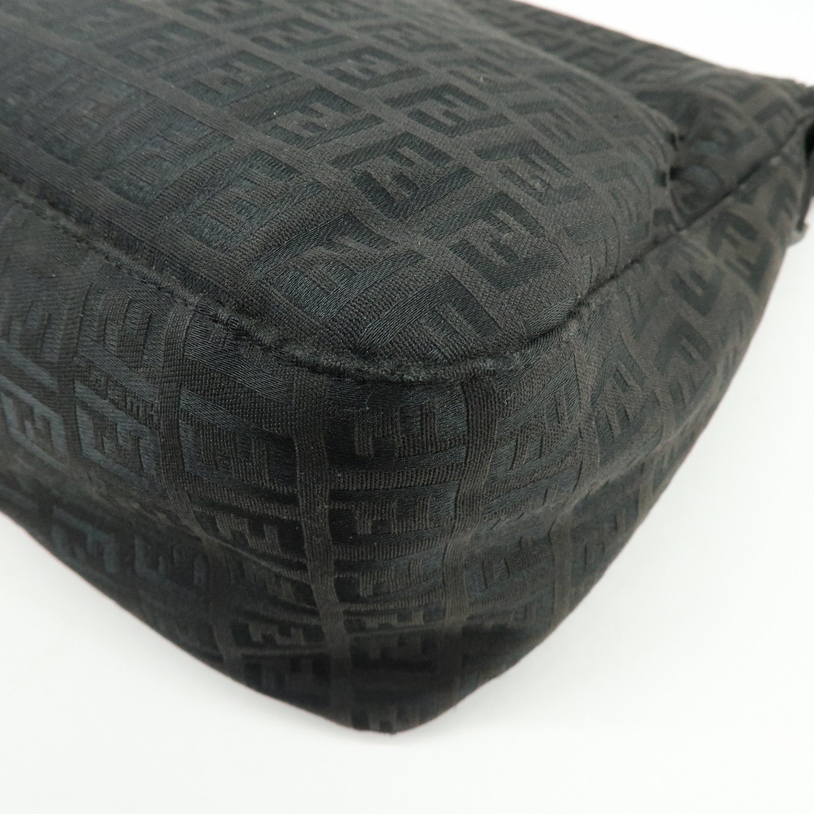 FENDI Zuccino Canvas Mamma Baguette Shoulder Bag Black 8BR001