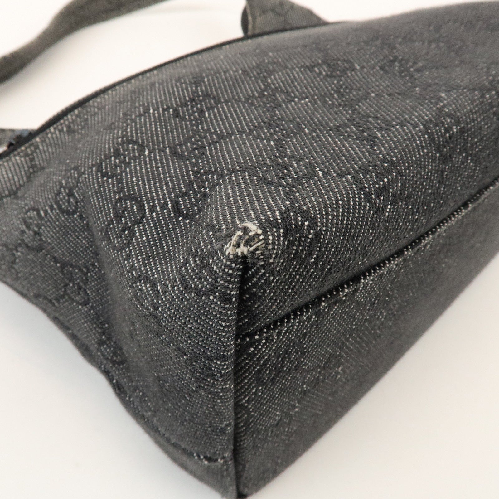 GUCCI GG Denim Leather Shoulder Bag Hand Bag Black 105649