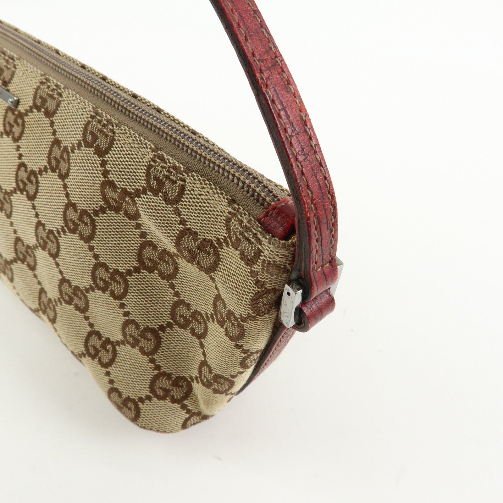 GUCCI Boat Bag GG Canvas Leather Hand Bag Accessory Pouch 07198