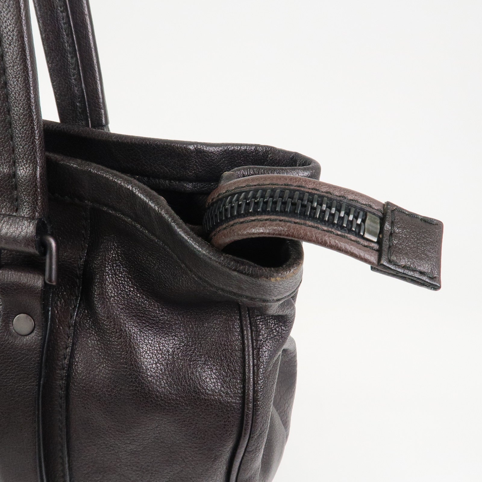 BURBERRY Logo Leather Tote Bag Shoulder Bag Black