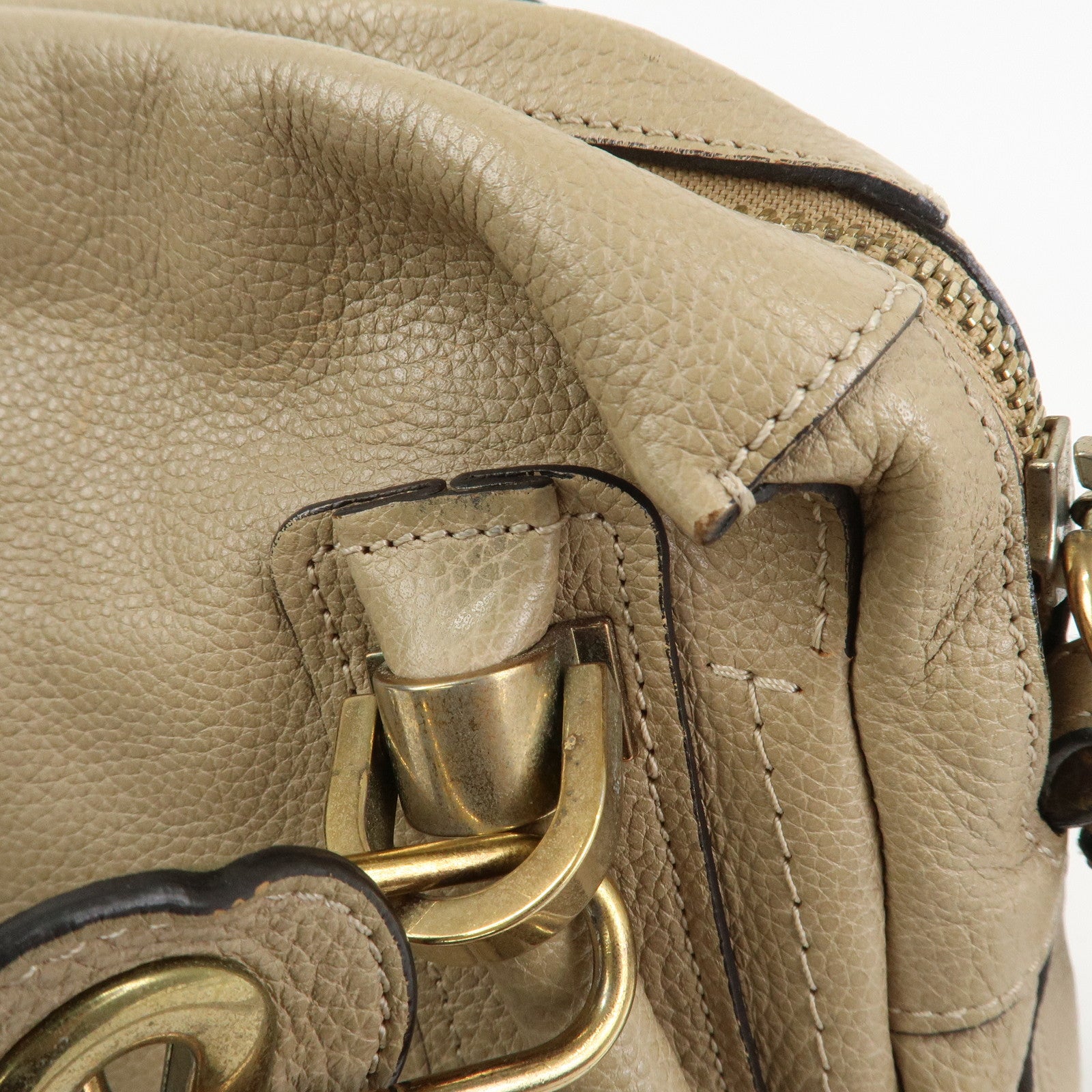 Chloe Parati Leather 2WAY Bag Shoulder Bag Beige