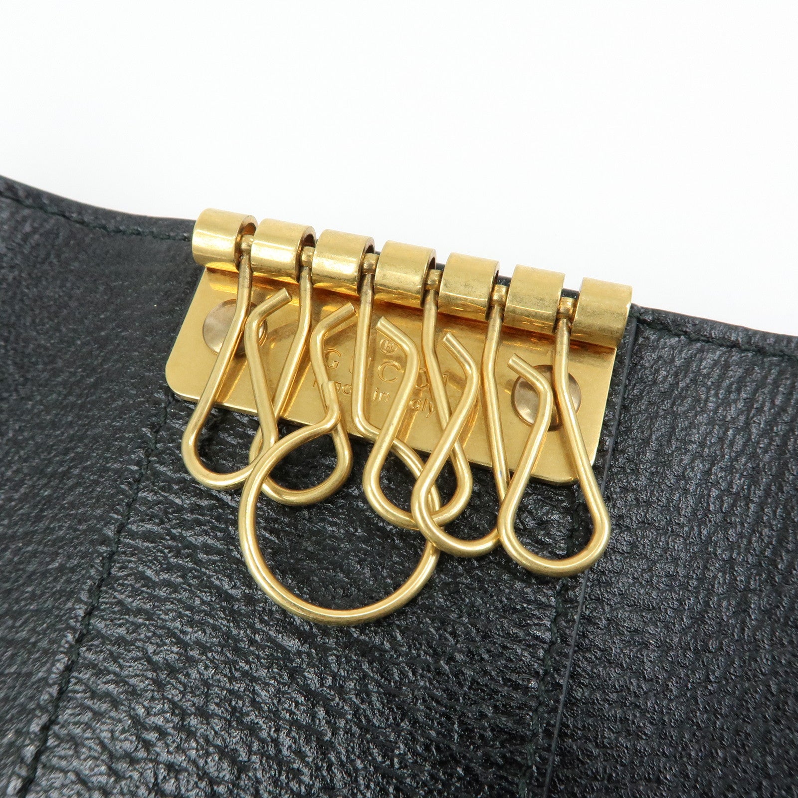 GUCCI Sherry Leather 6 Ring Key Case Key Holder Black 435297