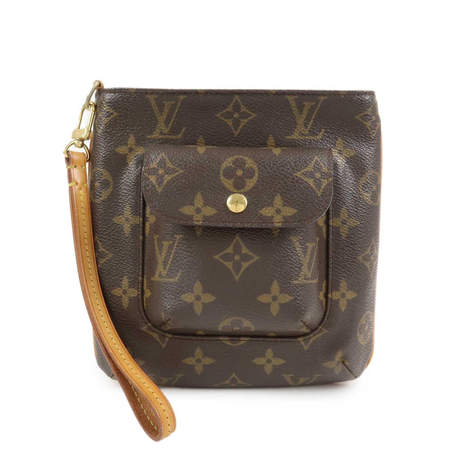 Louis Vuitton Monogram Partition Pouch Wristlet Bag Brown M51901