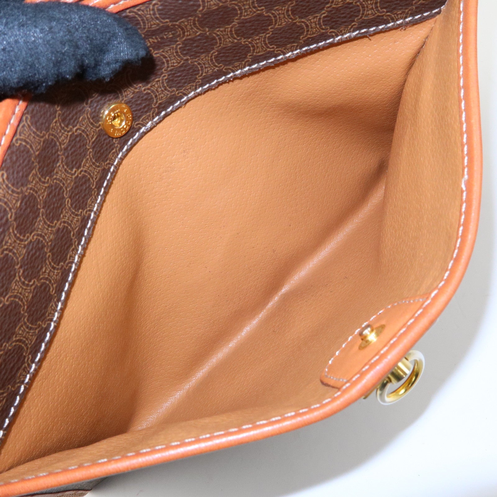 CELINE Macadam PVC Coated Canvas Leather Clutch Bag Pouch Brown