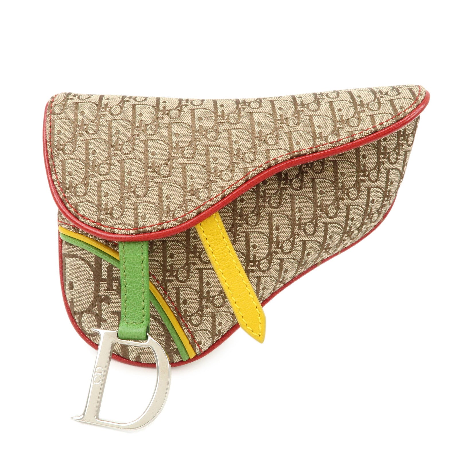 Christian Dior Rasta Trotter Canvas Waist Pouch Beige Red Yellow