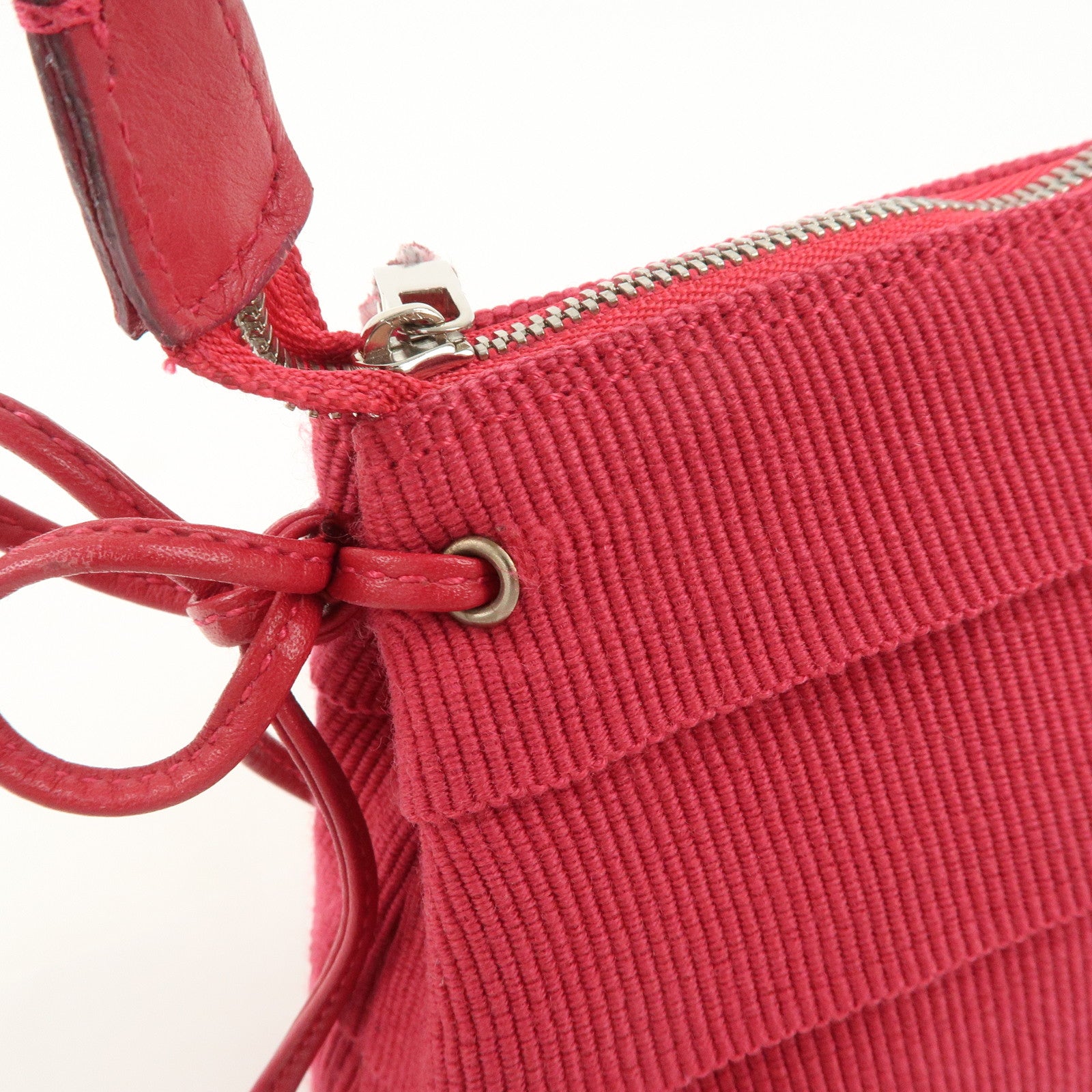 Ferragamo Logo Canvas Leather Shoulder Bag Hand Bag Pink