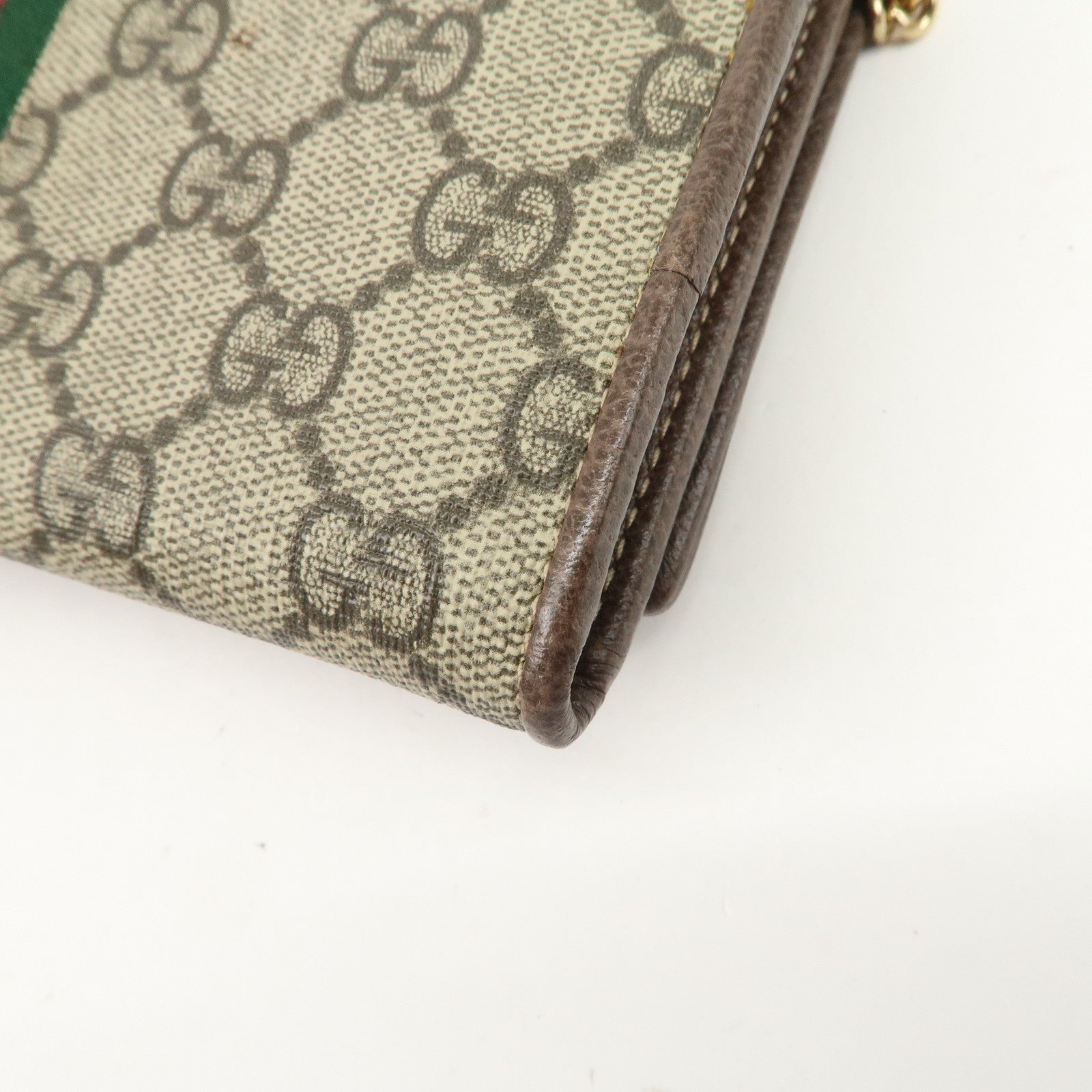 GUCCI Ophidia GG Supreme WOC Chain Wallet Long Wallet Brown 546592